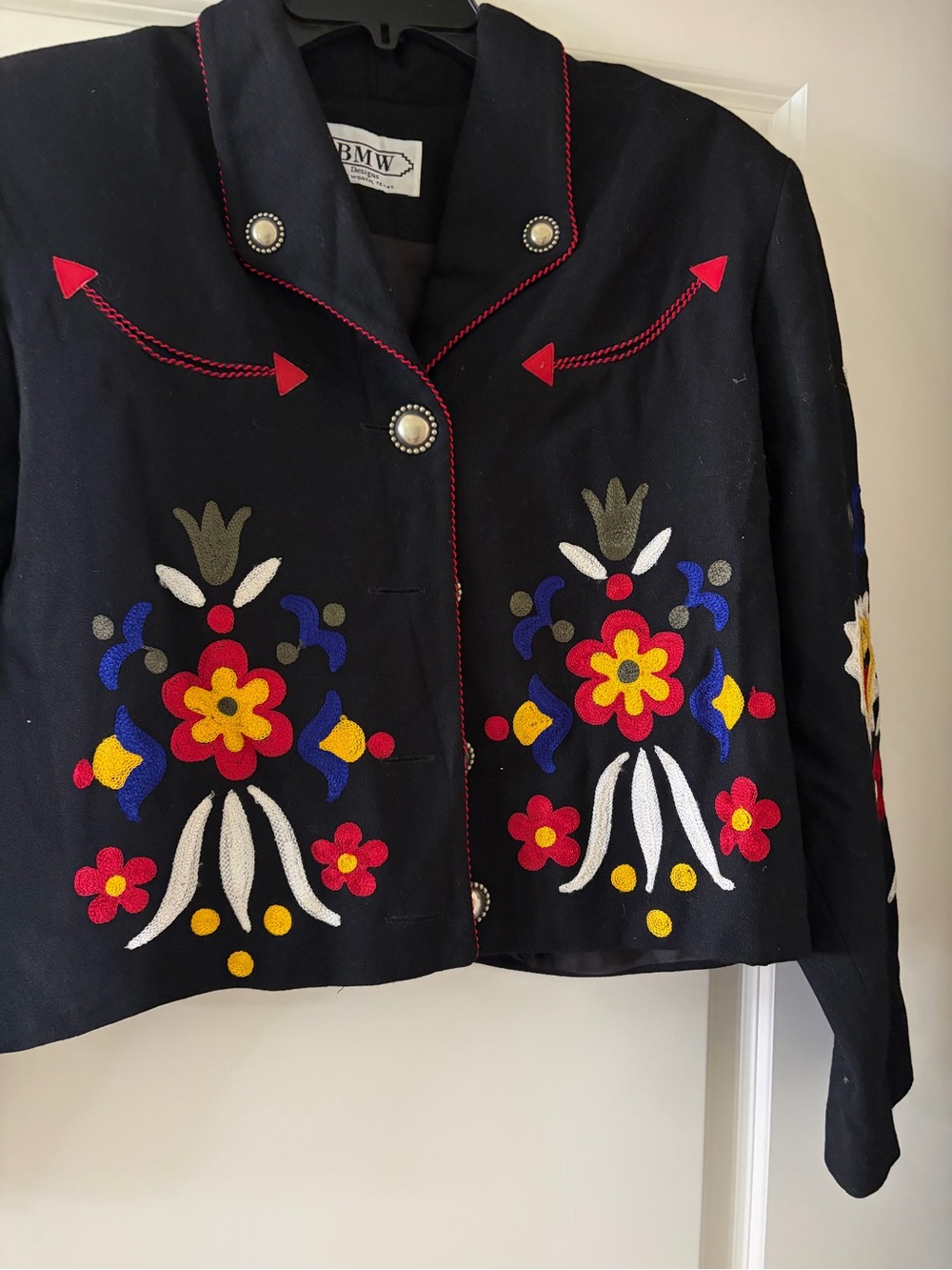 BMW Western Black jacket with Red, Yellow, Blue & White Embroidery